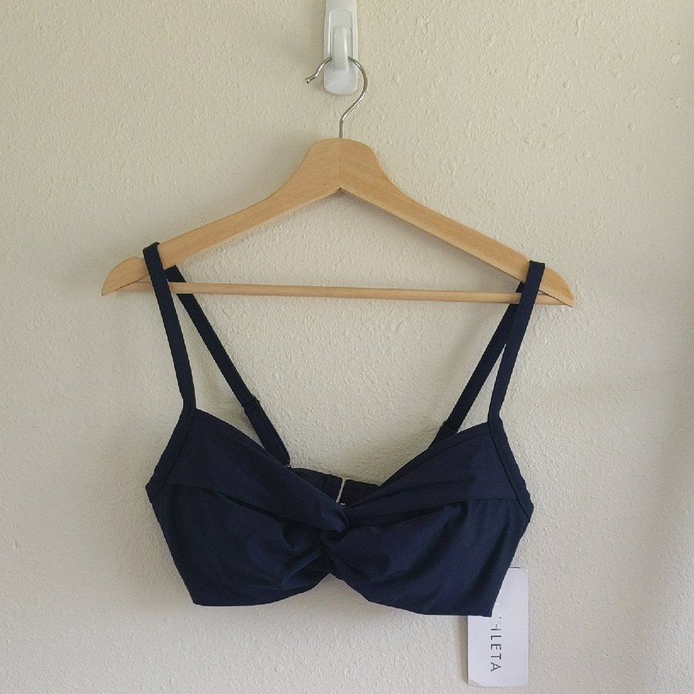 NWT Athleta Twist Up Bikini Top - Navy Blue Sz 34D/DD